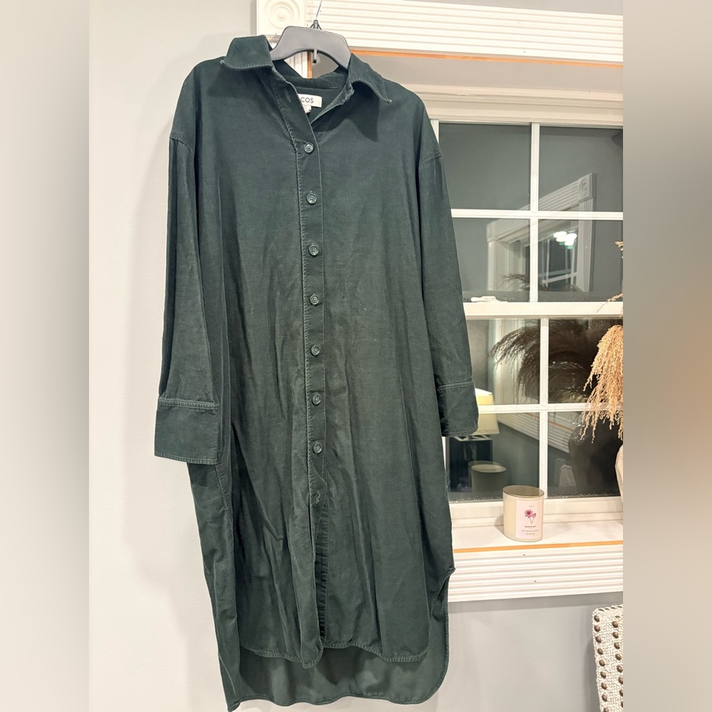 COS Green Corduroy Button Down Dress